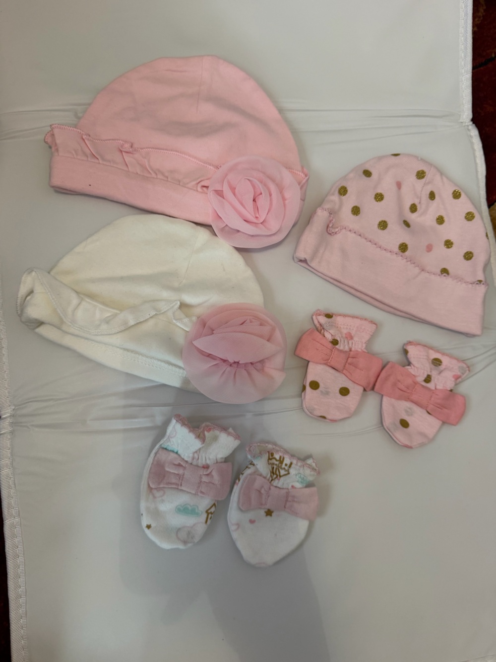 Baby Pink Floral Bow Headbands and Caps Set - Kids Accessories